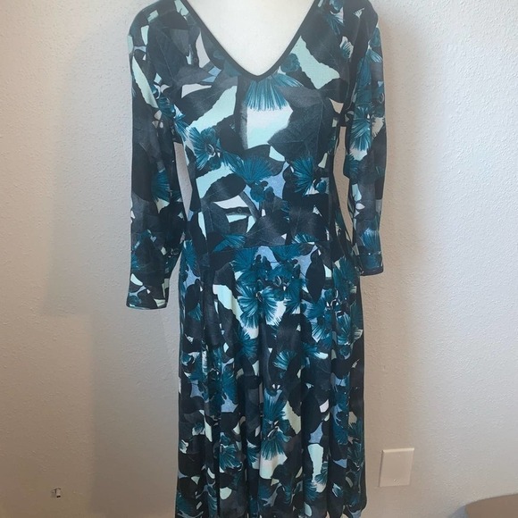 Erdem Blue Domitilla Fit and Flare Dress Size 12 - Picture 2 of 15